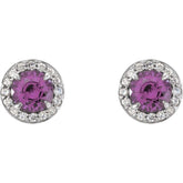 14K White 4.5 mm Natural Amethyst & 1/6 CTW Natural Diamond Earrings